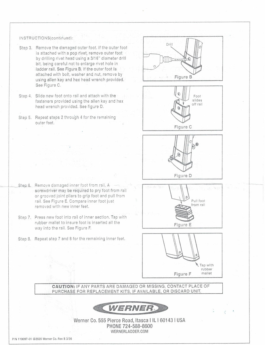 Foot Kit for MT Powerlite Rails 36-135