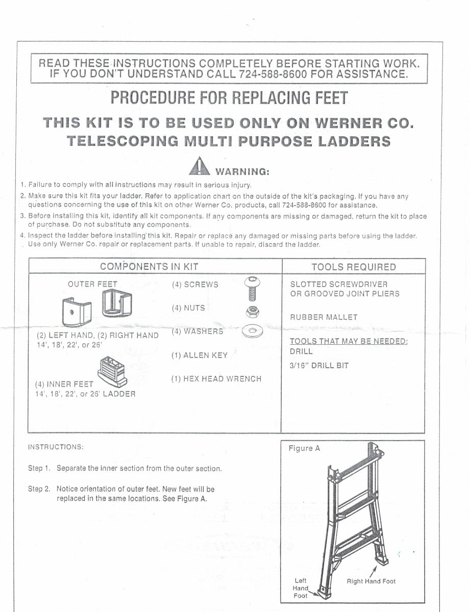 Foot Kit for MT Powerlite Rails 36-135