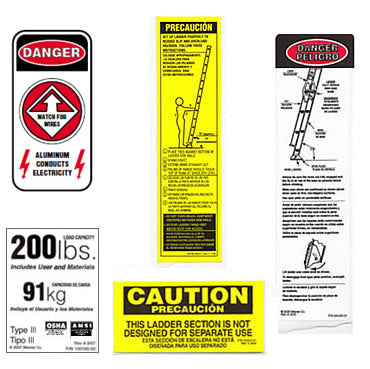 Aluminum Extension Ladder Safety Labels