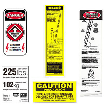 Aluminum Extension Ladder Safety Labels