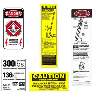 Aluminum Extension Ladder Safety Labels