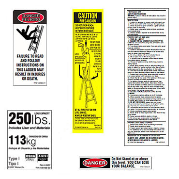 Aluminum Stepladder / Platform Ladder Safety Labels