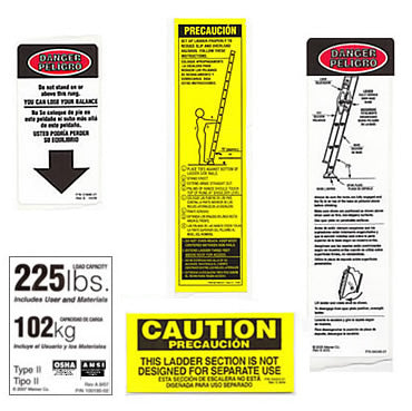 Fiberglass Extension / Straight Ladder Safety Labels