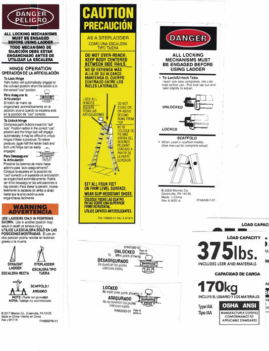375 lb. Multiladder Safety Labels