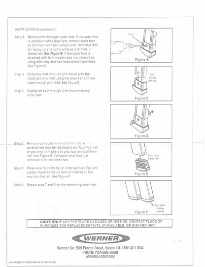 Foot Kit for MT Powerlite Rails 36-135