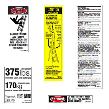 Aluminum Stepladder / Platform Ladder Safety Labels