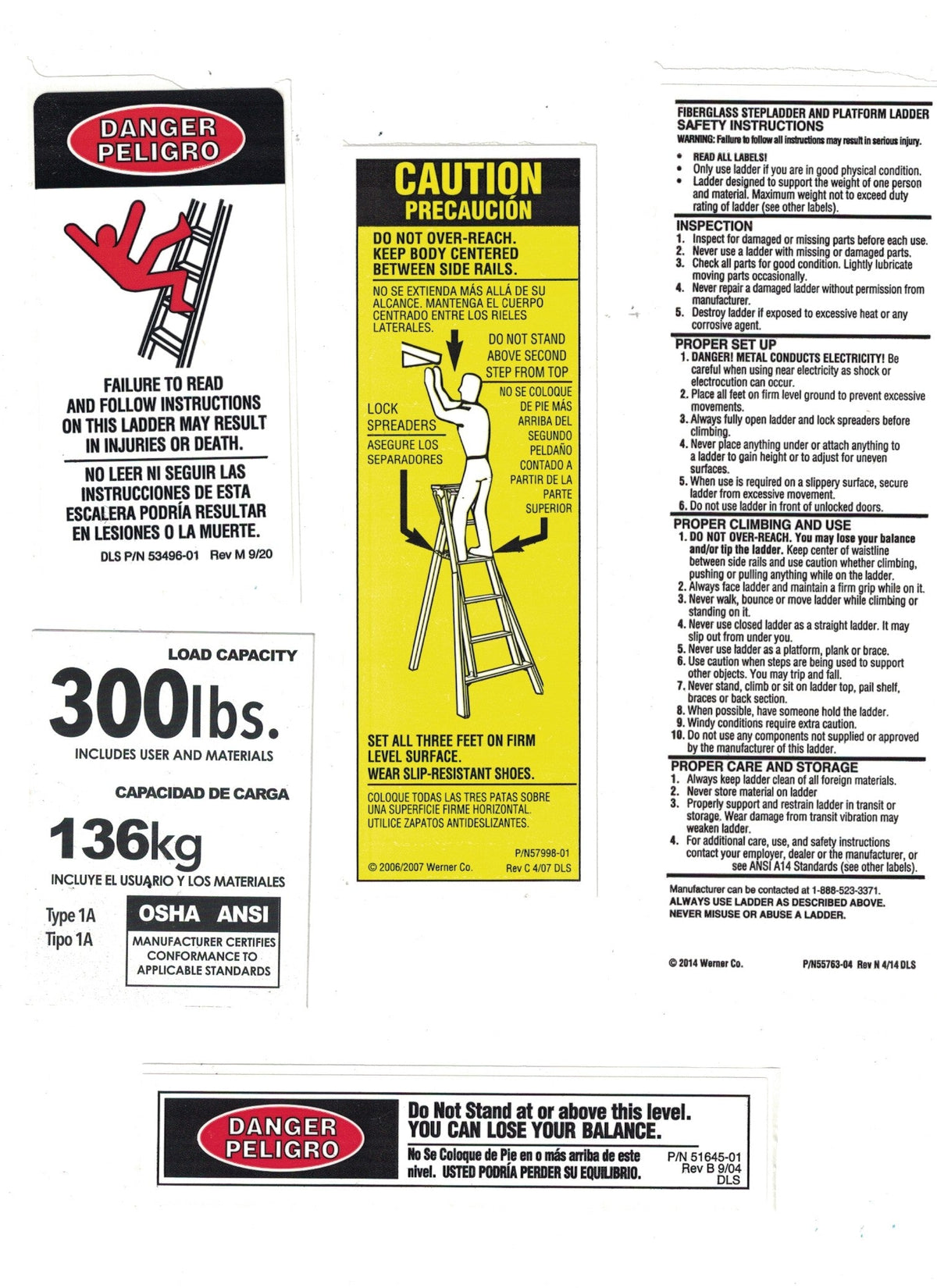 Fiberglass Stepladder / Platform Ladder Safety Labels by Werner ...
