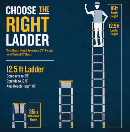 TS1250 Aluminum Type 1A - 300 lbs. Load Capacity Telescoping Extension Ladder ONLINE ONLY